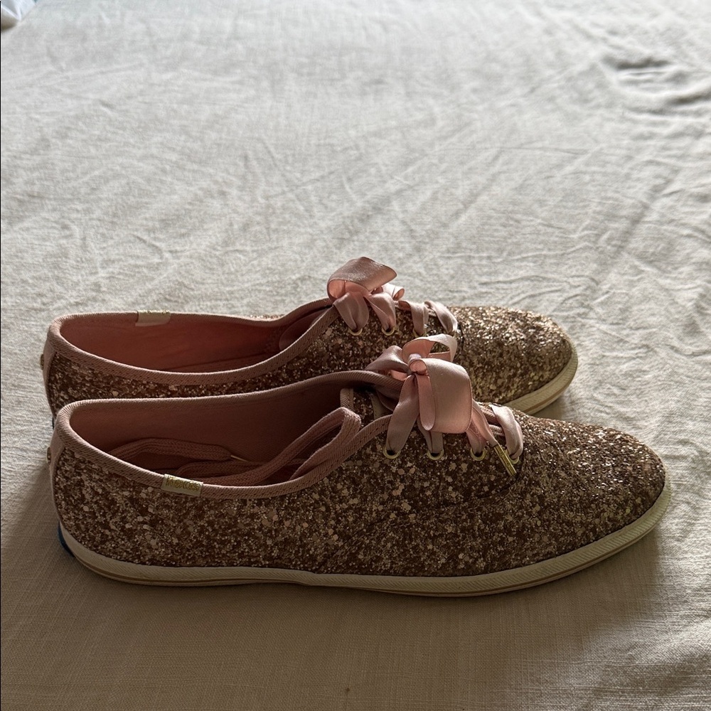 Sparkly Pink Sneakers with Satin Laces